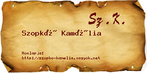 Szopkó Kamélia névjegykártya
